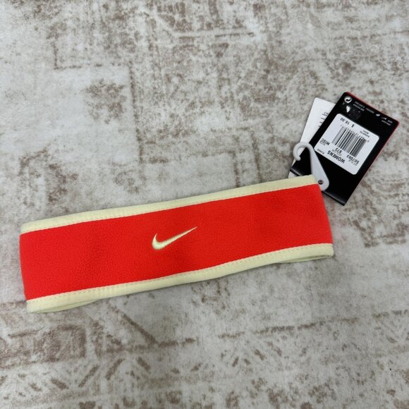 Nike Therma-Fit Headband Womens Medium Red Yellow Fleece Running Reflective New - Picture 1 of 6